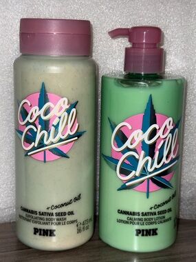 PINK VS Coco Chill Exfoliating Body Wash and Coco Chill Calming Body Lotion